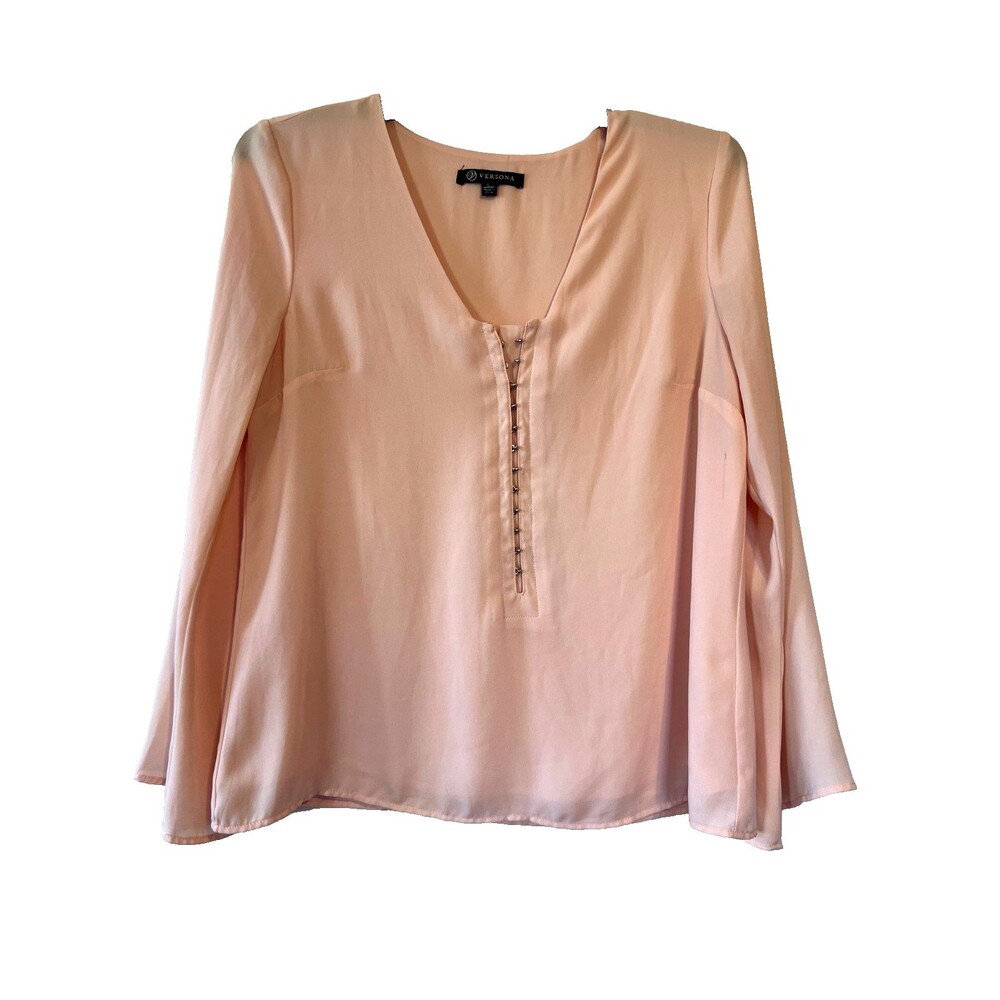 Versona ladies Pale Pink Blouse with long flutter sleeves Size Large